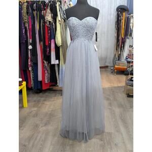 Lulus Midnight Dreamer Grey Embroidered Strapless Maxi Dress